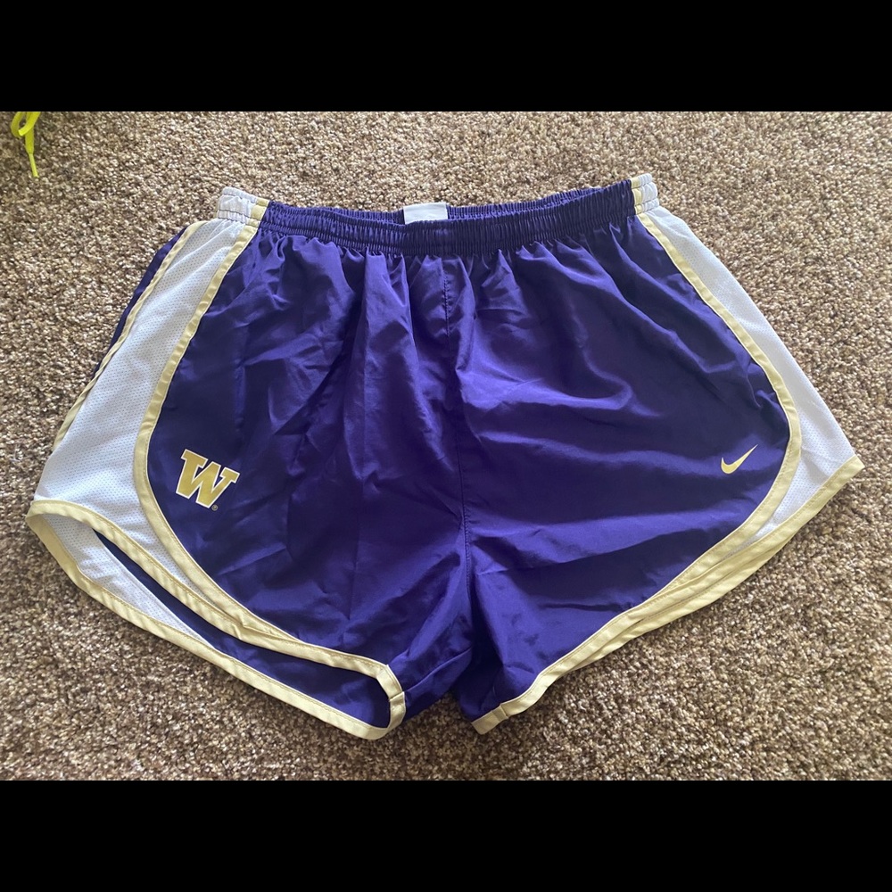 University of Washington purple running shorts